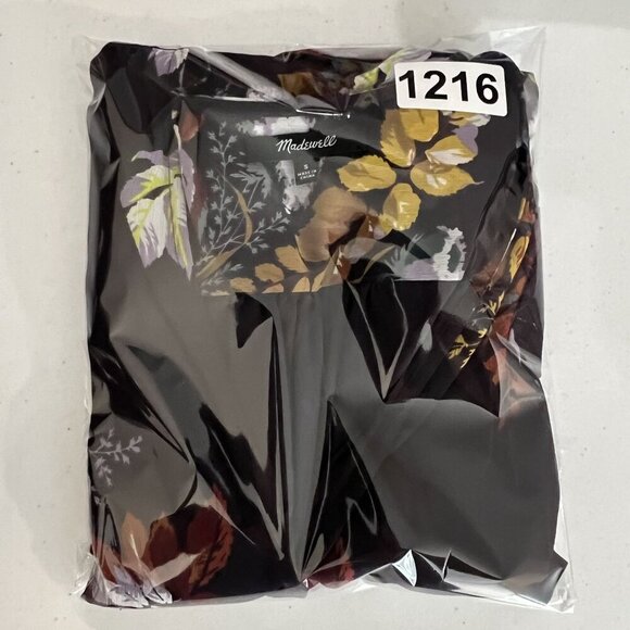 Madewell Womens S Wrap Style Blouse Burgundy Gold 3/4 Sleeve Bloomcore 70s Top - Picture 16 of 16